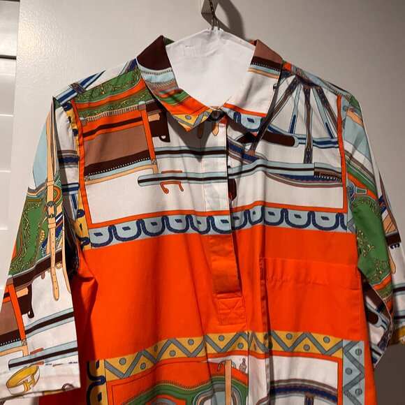 Dizzy Lizzie Monterey Dress Orange and Green Wagon Wheel Print - Picture 4 of 10